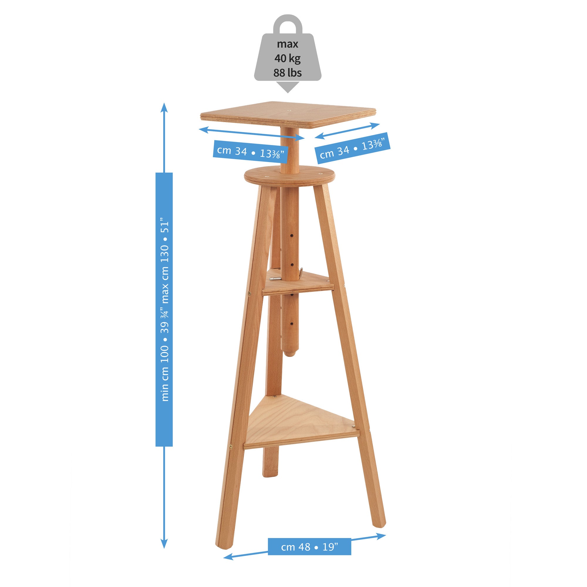 Exquisite Beech Wood Rotating & Adjustable Sculpture Stand