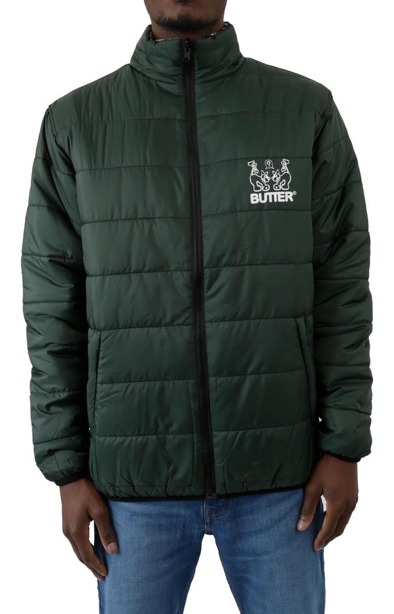Jun Reversible Dual-Sided Quilted Puffer Jacket - Military/Gray