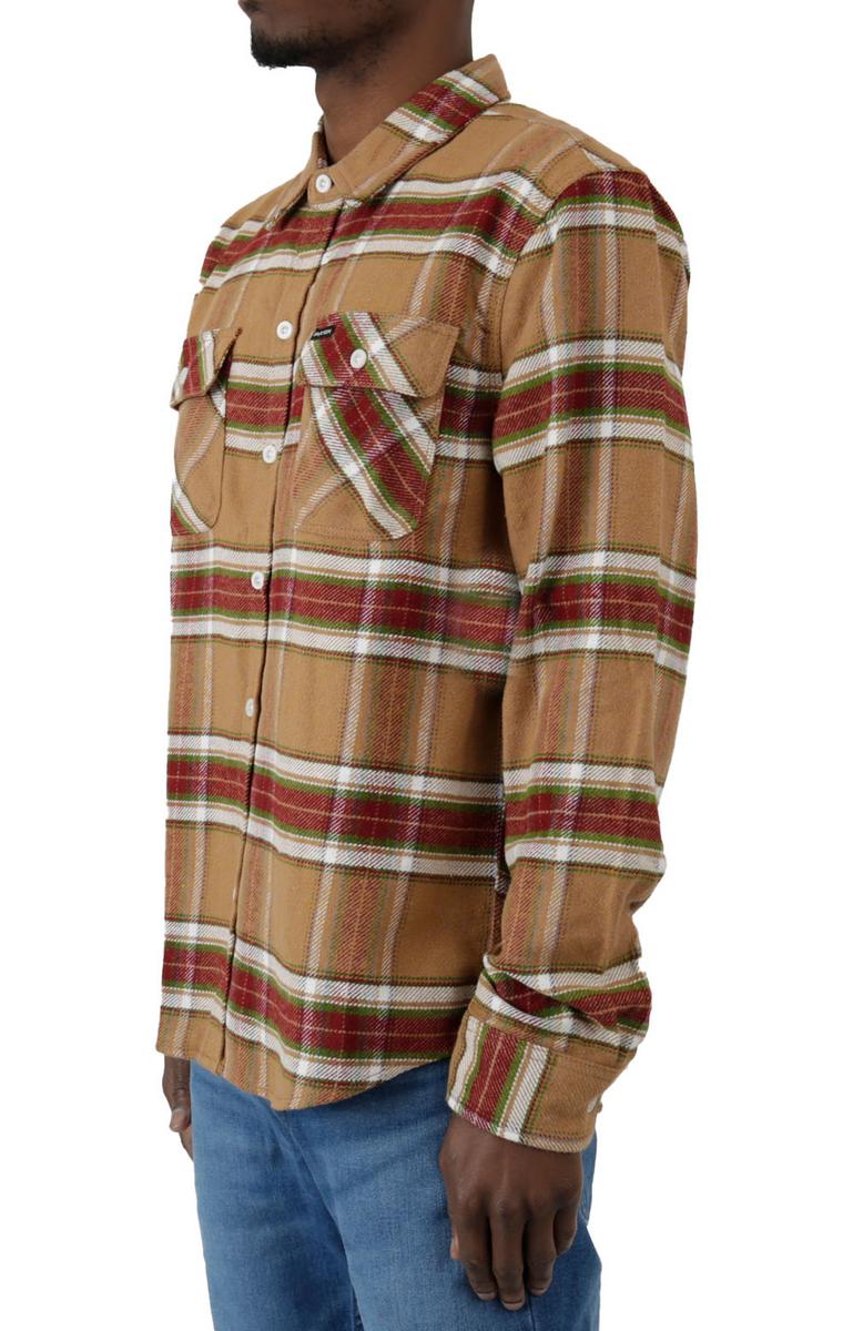 Brixton Bowery Vintage Flannel Shirt - Stunning Light Brown & Burnt Henna