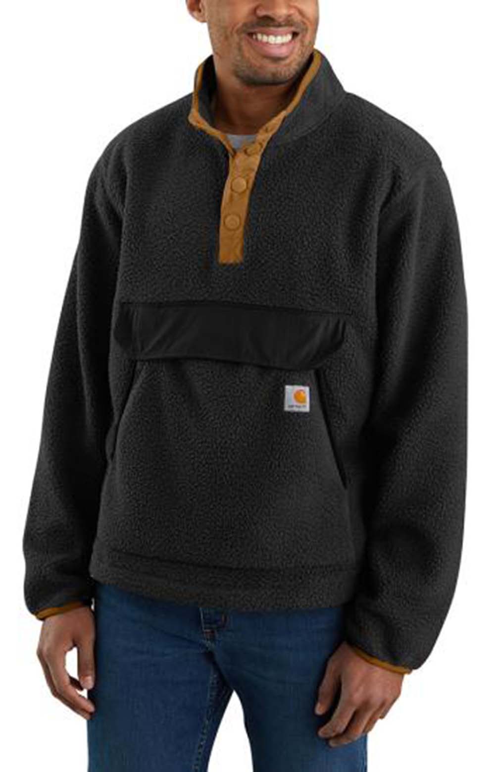 Stylish Black Relaxed Fit Fleece Pullover - Must-Have for Comfort!