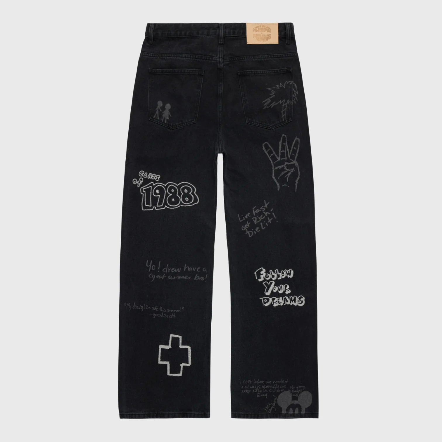 Yearbook-Inspired Denim Pants: A Fashion Statement!