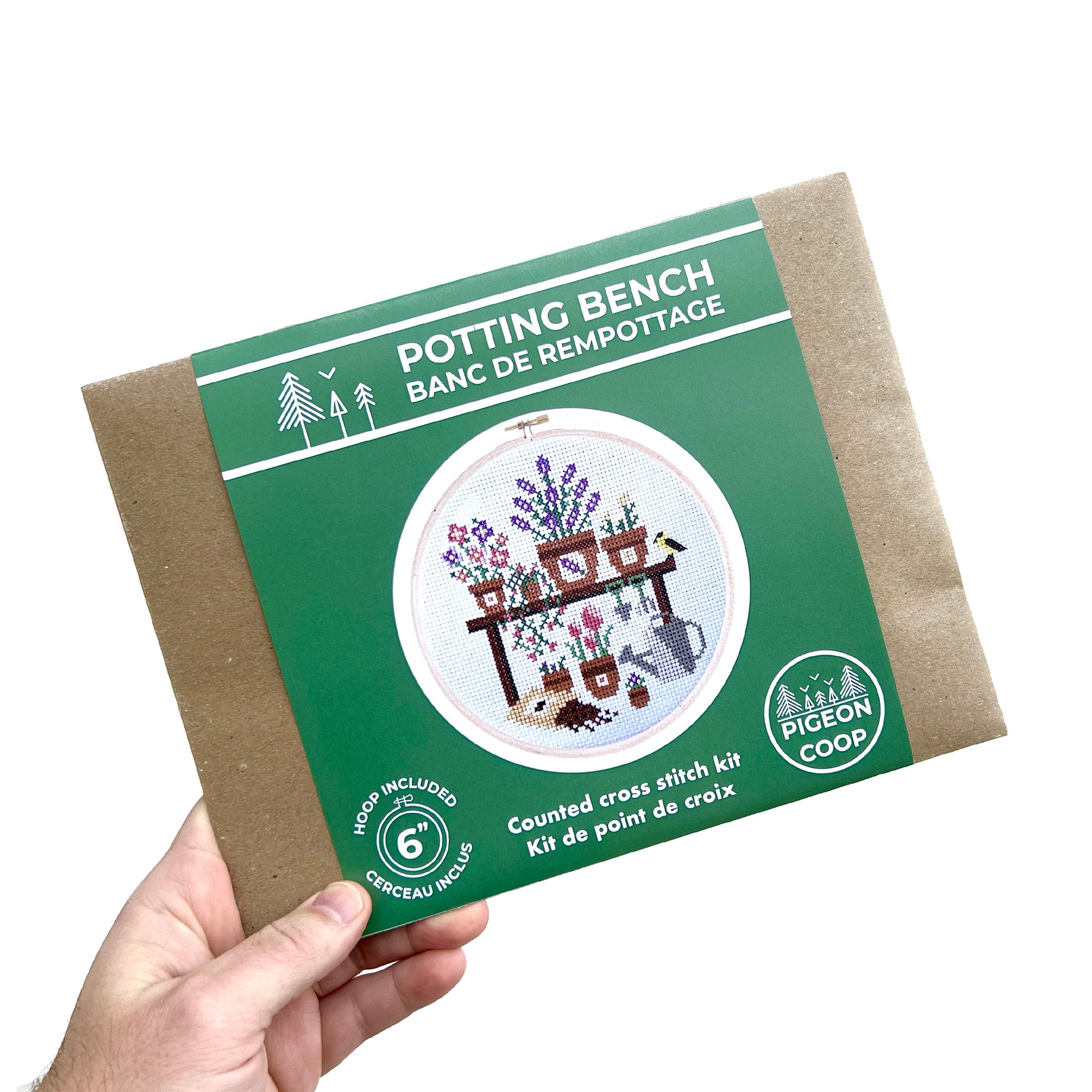 Enchanting DIY Cross Stitch Kit: Potting Bench Delight
