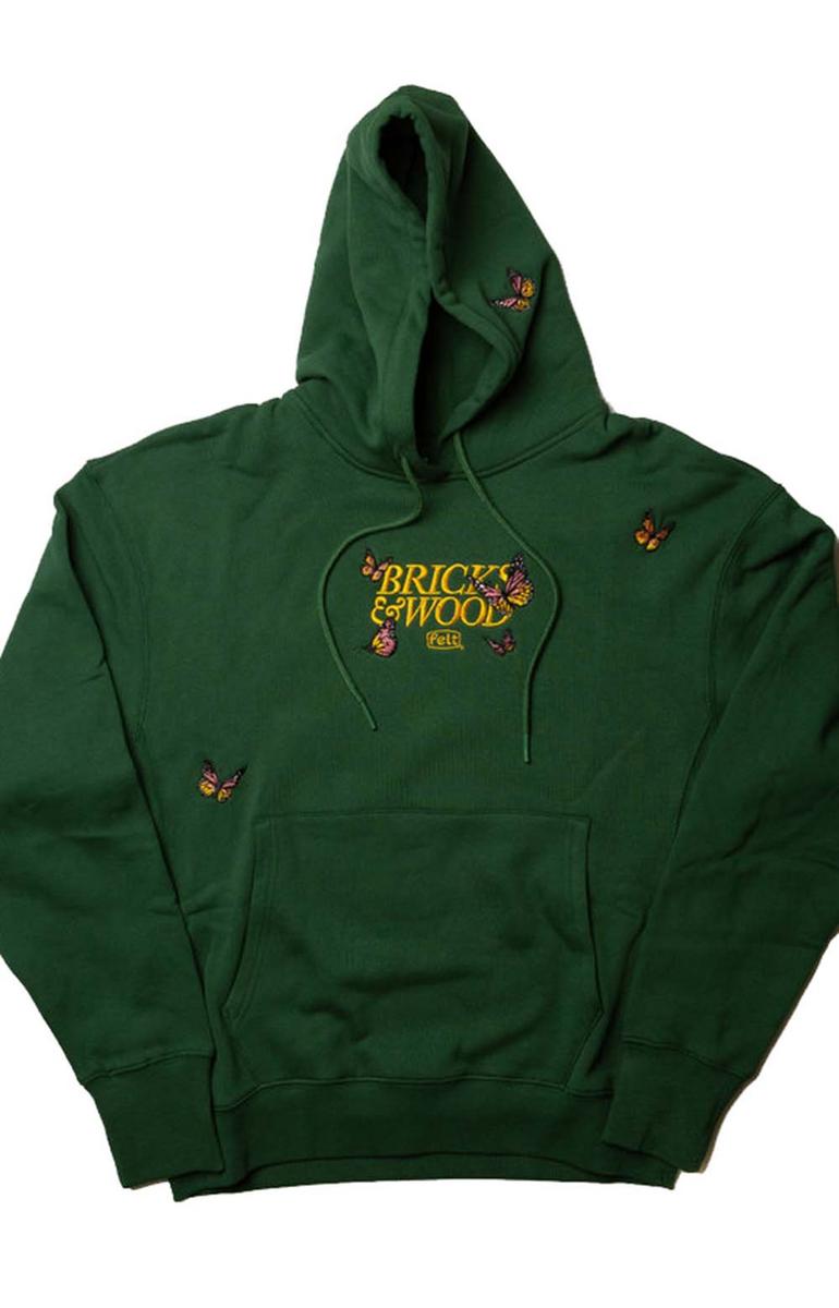 Enchanting Butterfly Graphic Hoodie in Deep Forest Green