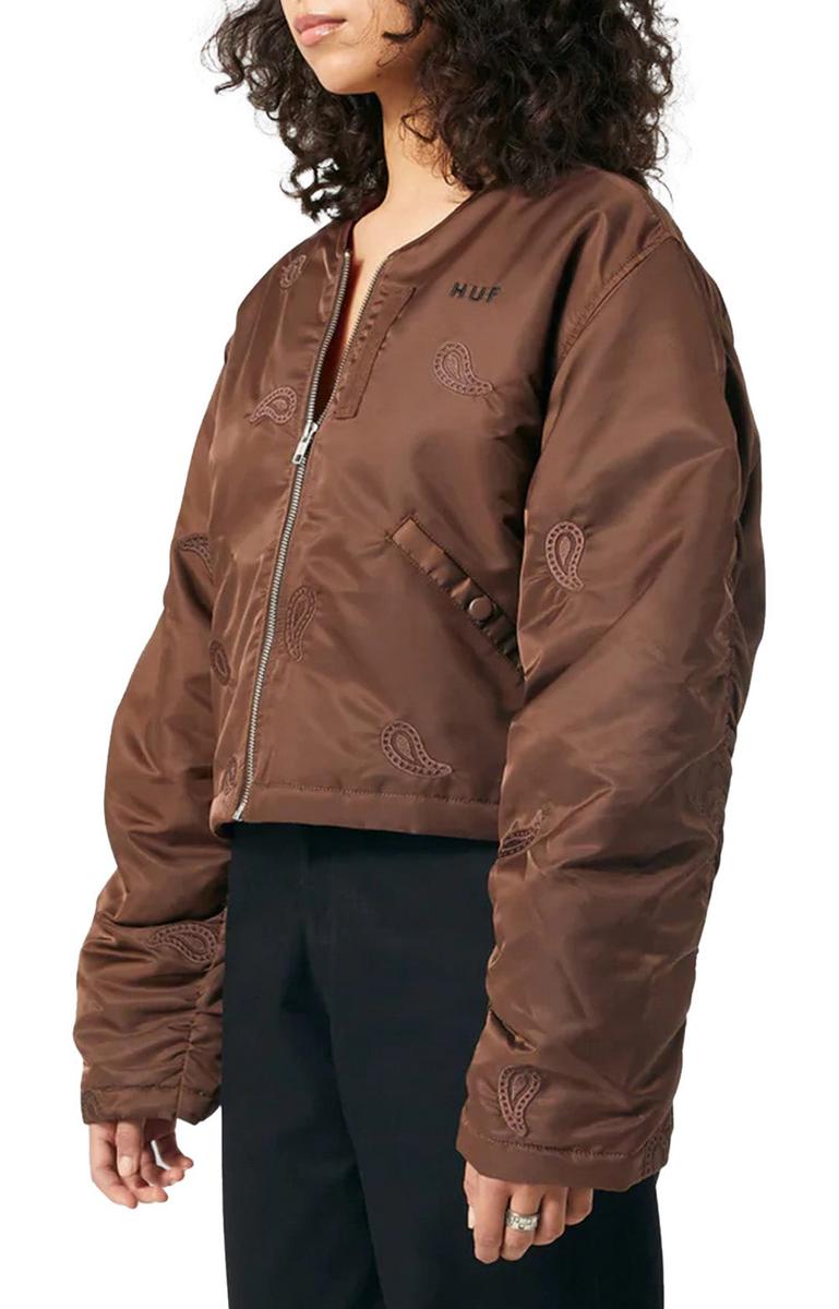 Stunning Paisley Print Satin Crop Bomber Jacket - A Must-Have!