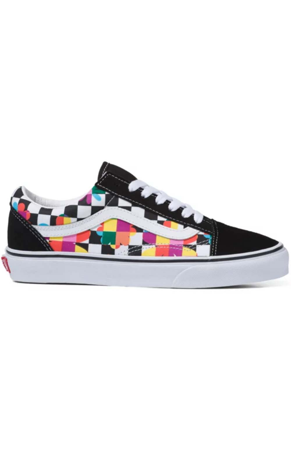 Vans Women's Floral Checkerboard Low Top Old Skool Sneakers - Black/True White