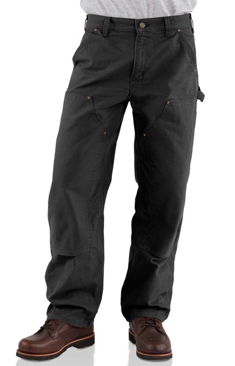 Carhartt's Stunning Black Double Front Washed Duck Loose Fit Pant (B136)