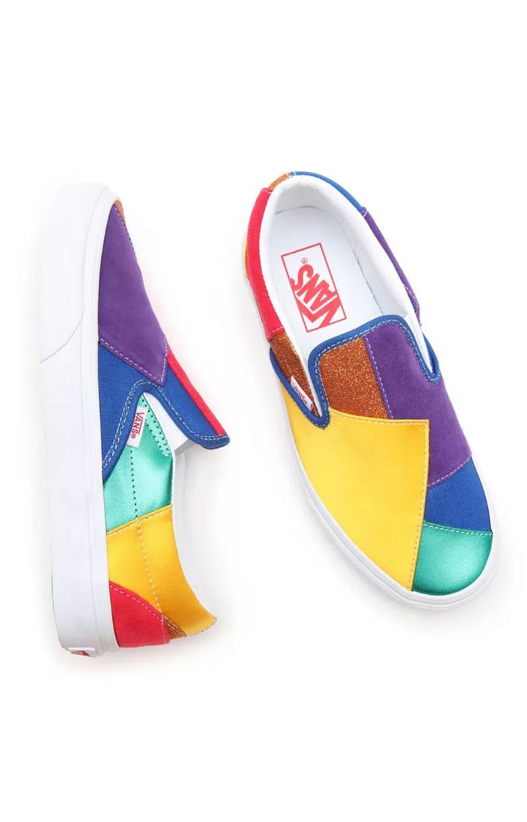 Vans Women's Pride Classic Slip-On Shoes - Stunning Vibrant Patchwork Design