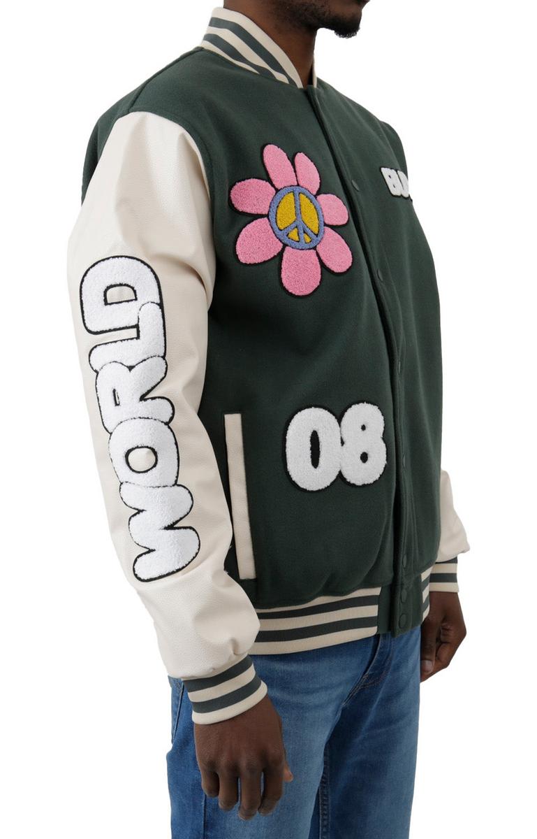 Butter's Forest Green World Peace Varsity Jacket - A Must-Have!