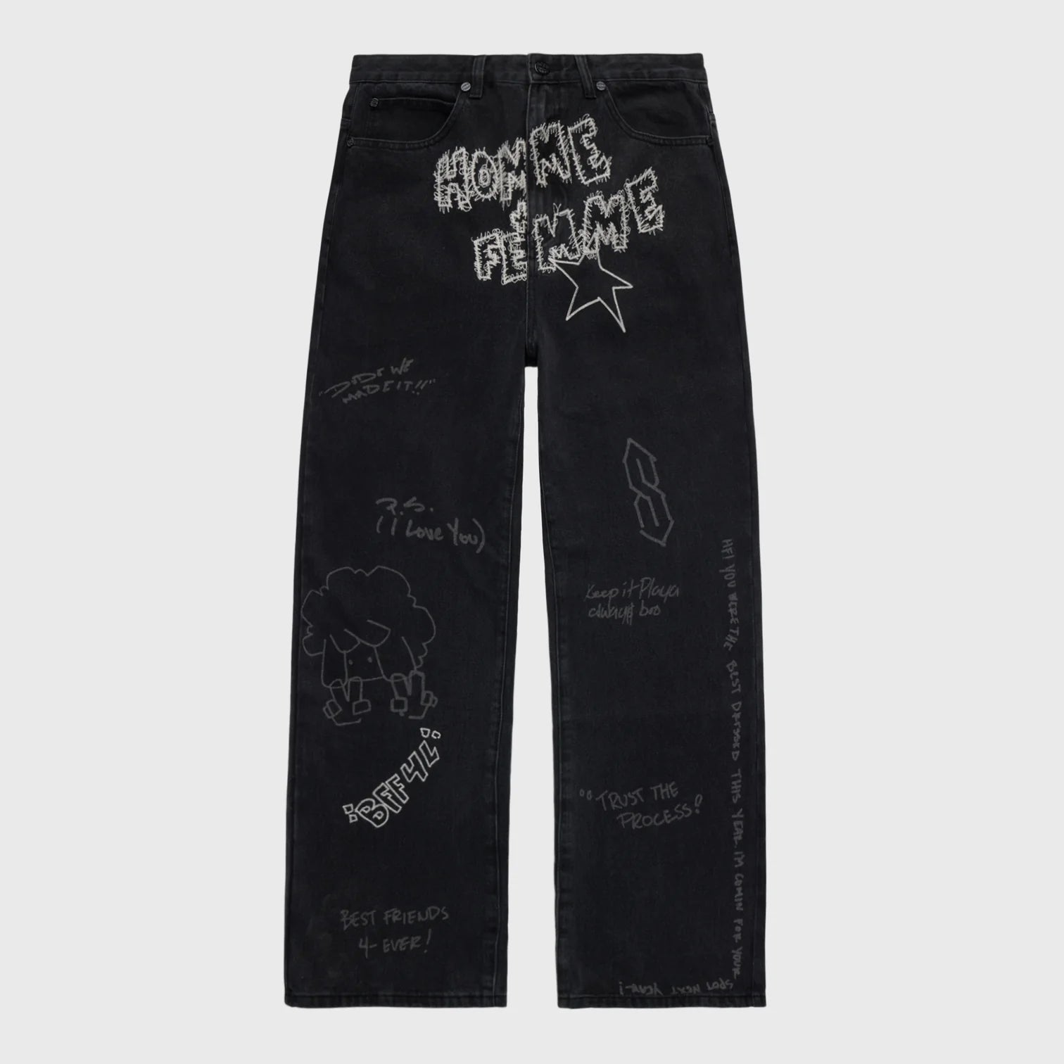 Yearbook-Inspired Denim Pants: A Fashion Statement!