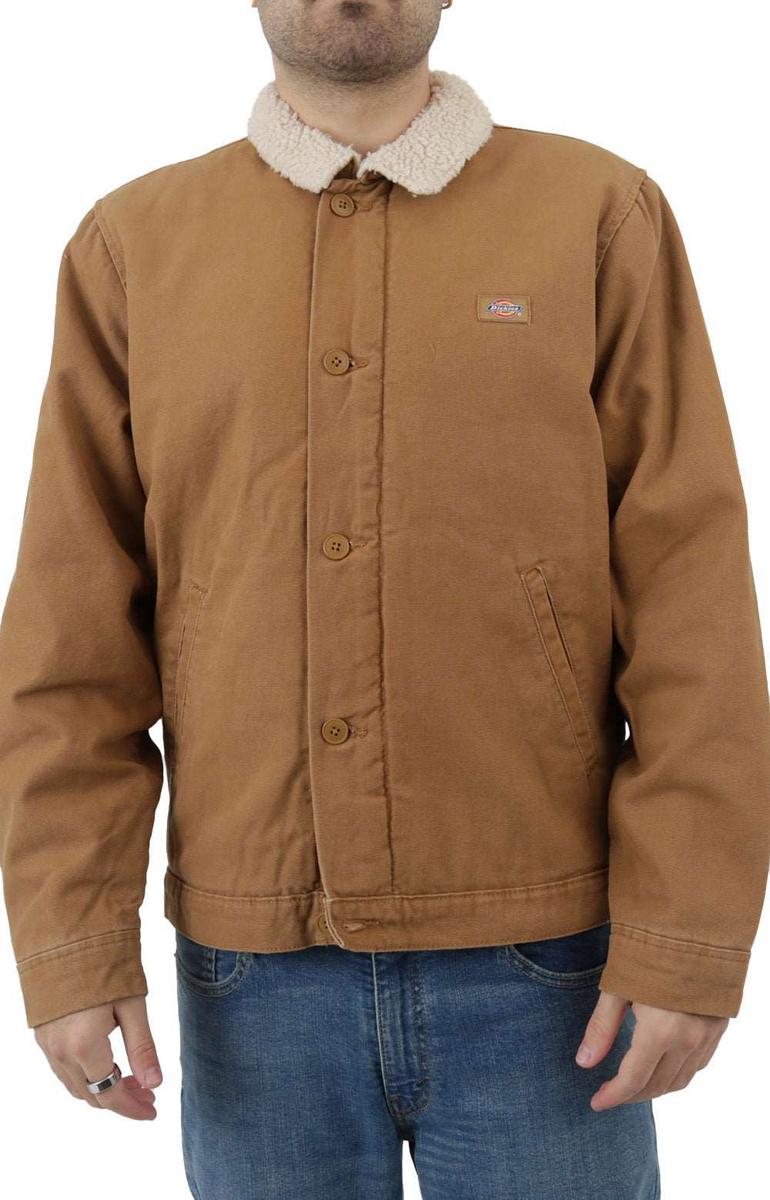 Dickies Stonewashed Brown Duck Canvas High Pile Fleece Jacket - TJR04SBD