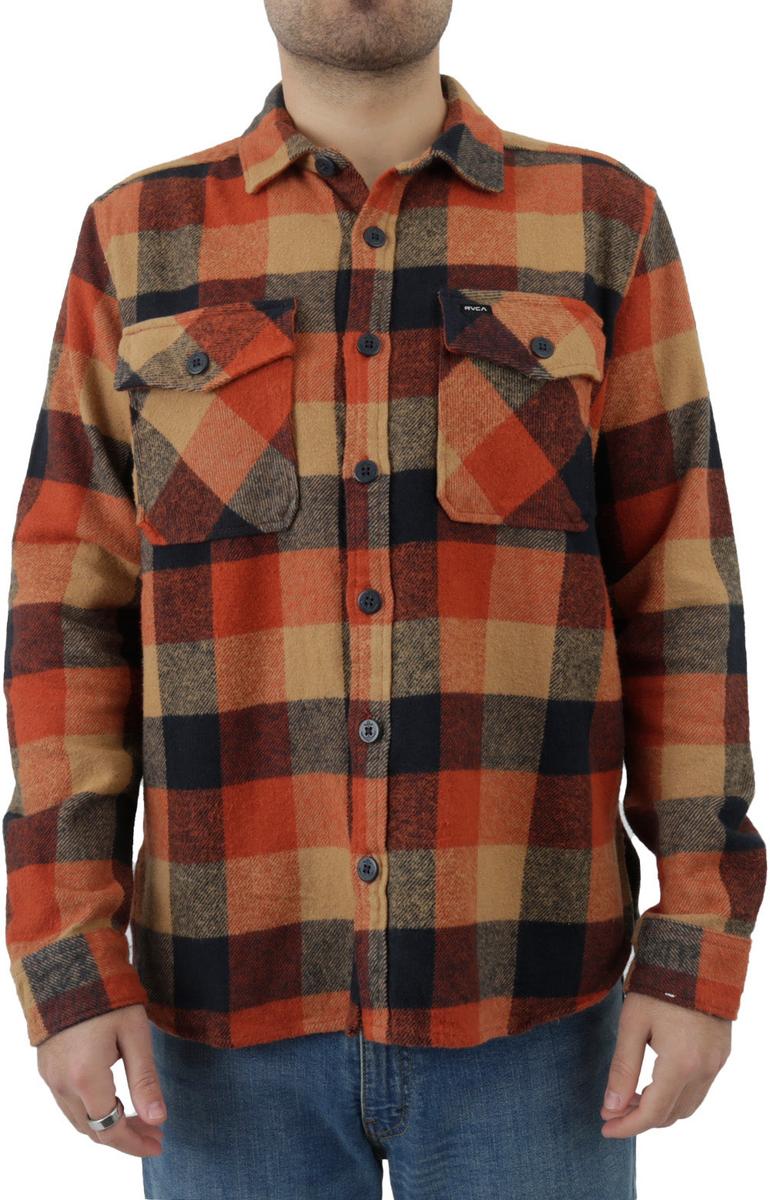 RVCA Rustic Red Heavyweight Brushed Cotton Flannel Shirt - Timeless Comfort!