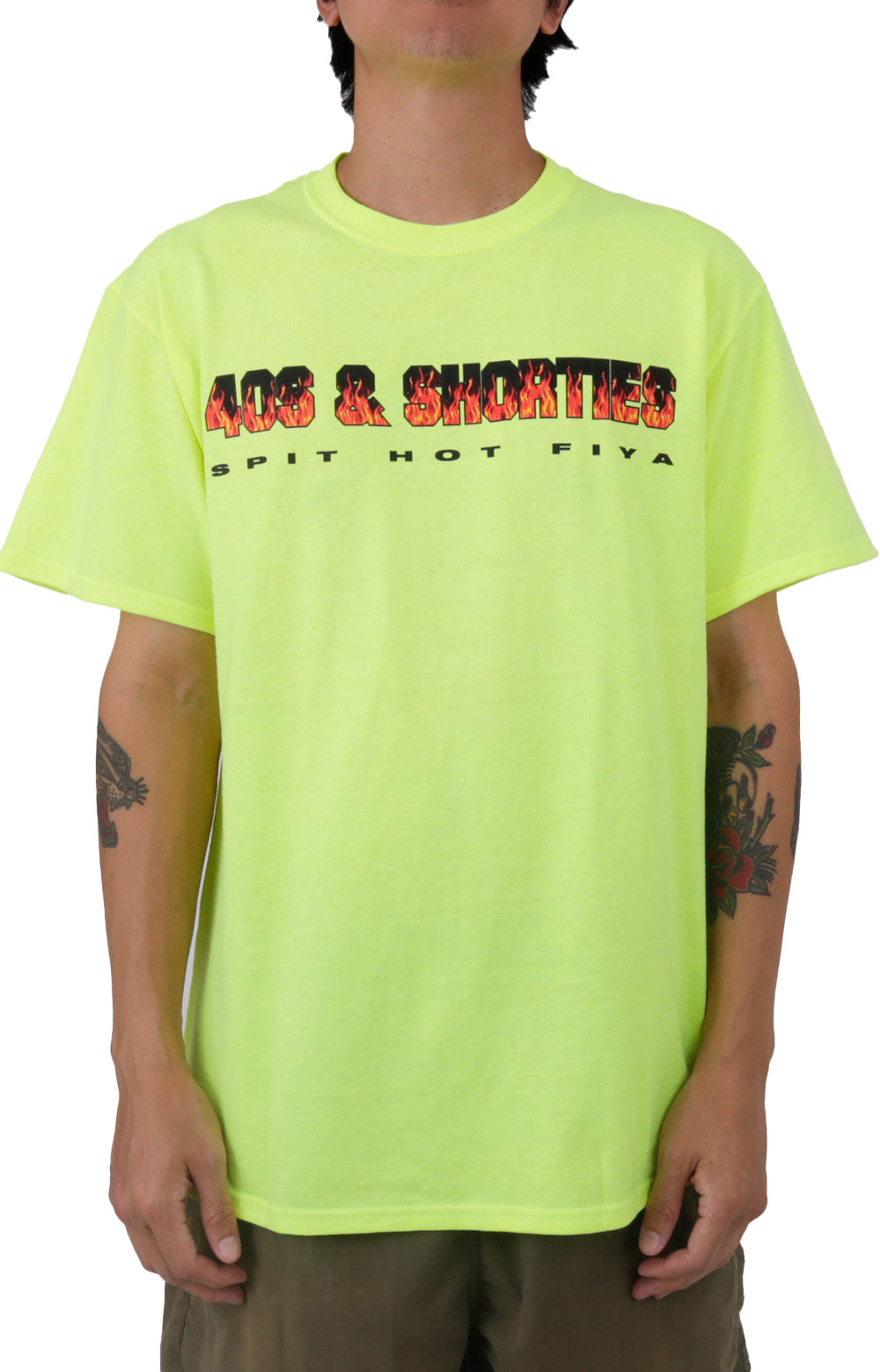 40s & Shorties' Safety Green Hot Fiya Tee: A Must-Have!