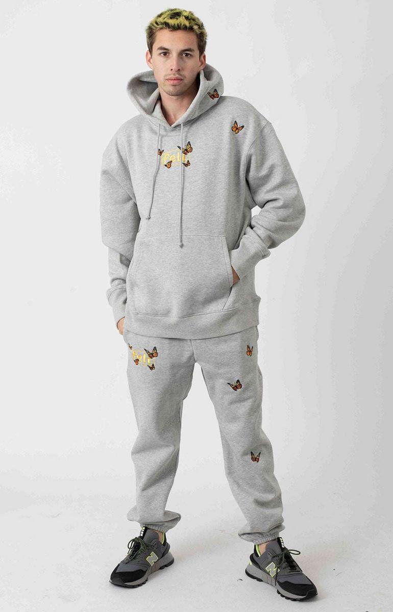 Stunning Butterfly Fleece Sweatpants in Heather Grey - Grab Yours Now!