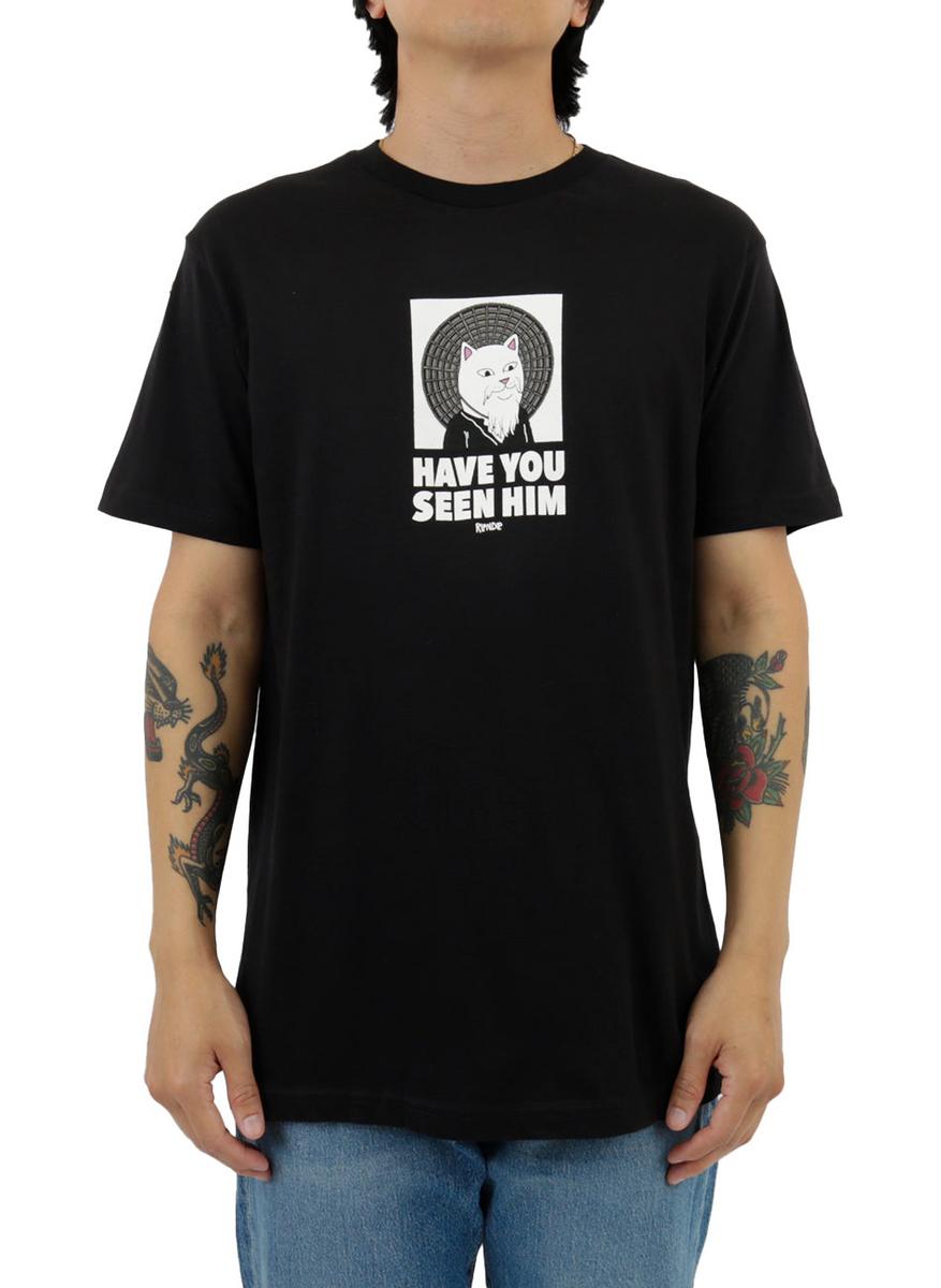 Eye-Catching 'Where Is He' Graphic Tee in Black