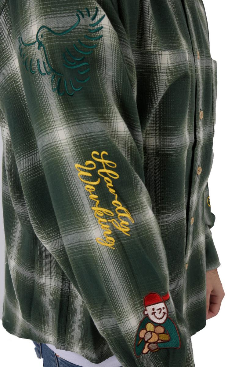 X-Large's Stunning Green Checkered Flannel Long Sleeve Button-Up Shirt