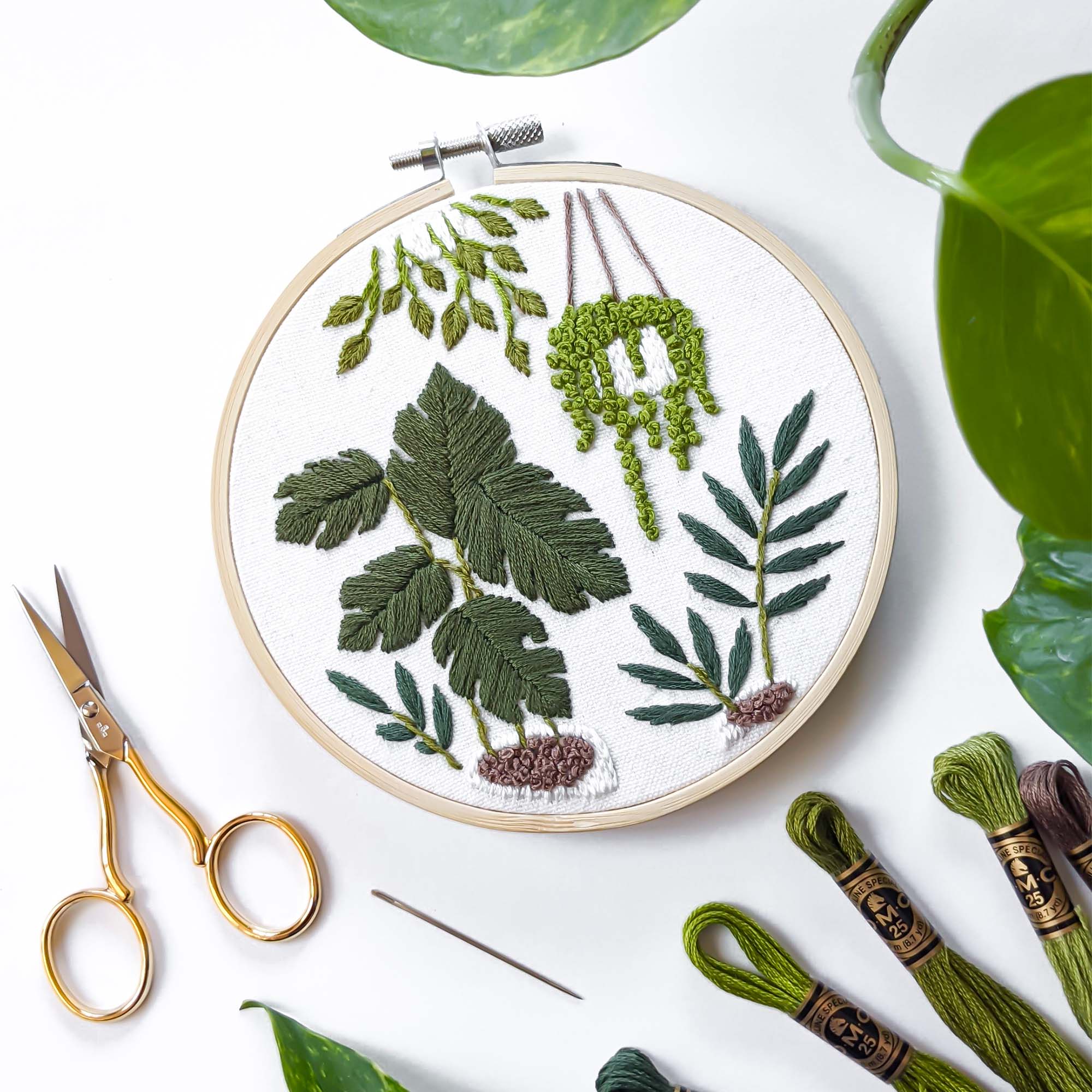 Indoor Plants DIY Embroidery Kit - Unleash Your Creativity!
