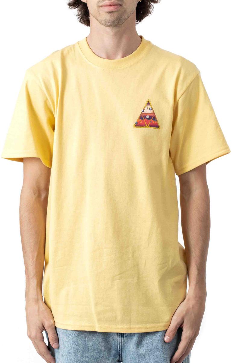 Vintage Washed Yellow Psychedelic Vision Short Sleeve Tee - Unleash Your Inner Visionary