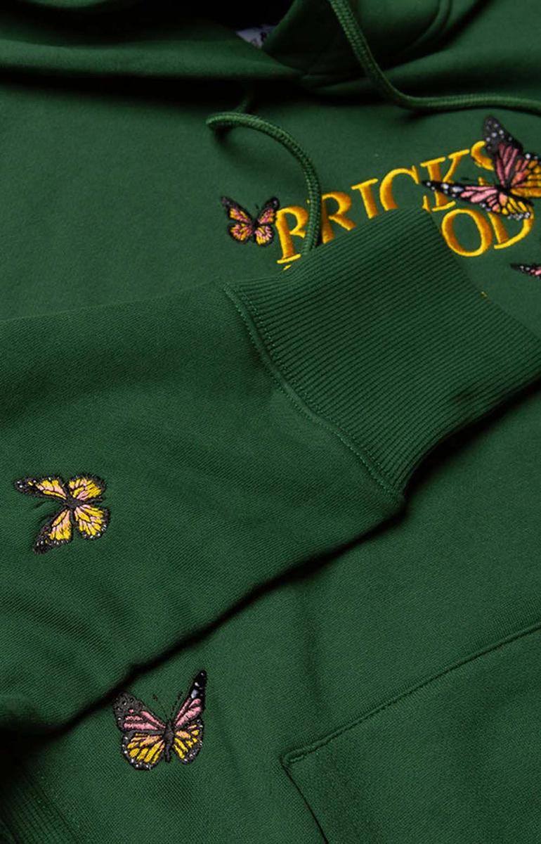 Enchanting Butterfly Graphic Hoodie in Deep Forest Green