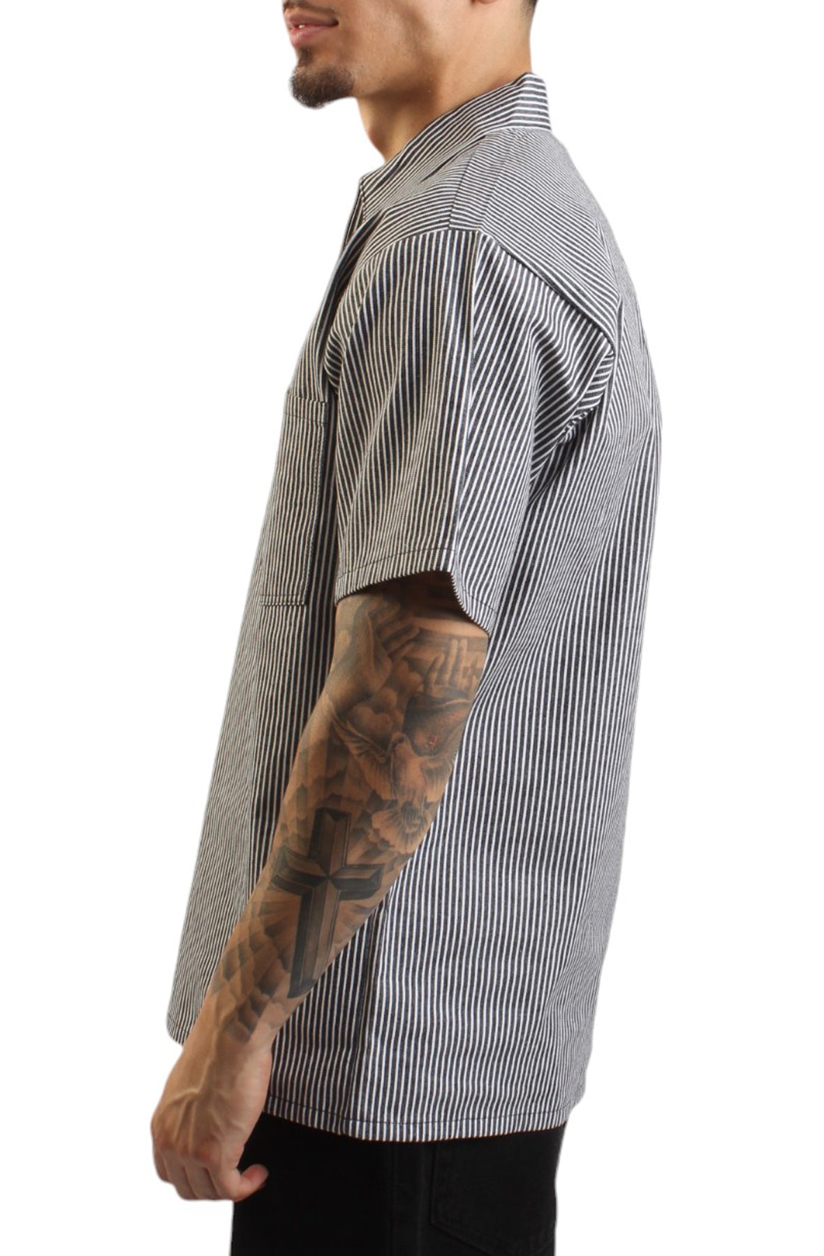 Short Sleeve Zip Striped Work Shirt: The Ultimate Job-Ready Attire