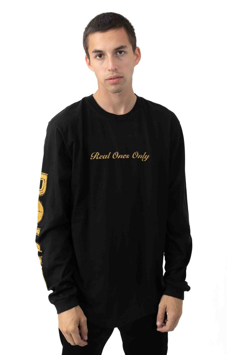 Stylish Black Long-Sleeve Script Shirt