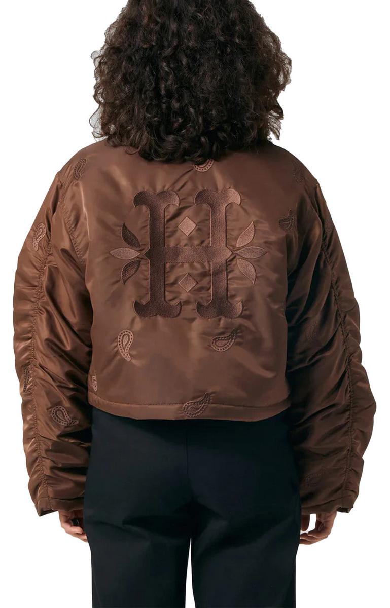 Stunning Paisley Print Satin Crop Bomber Jacket - A Must-Have!