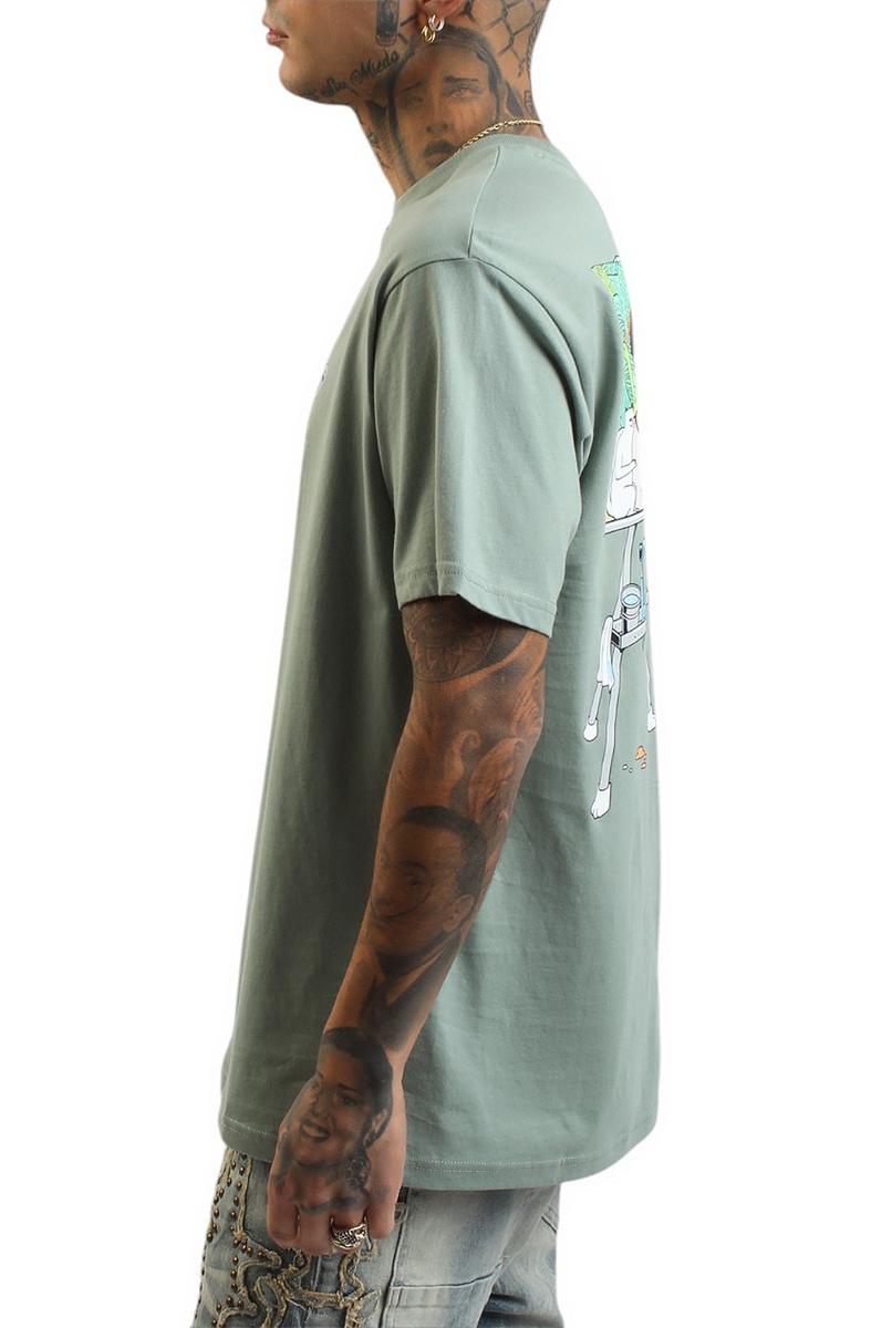 RIPNDIP Art Club Men's Green Cat Painting T-Shirt