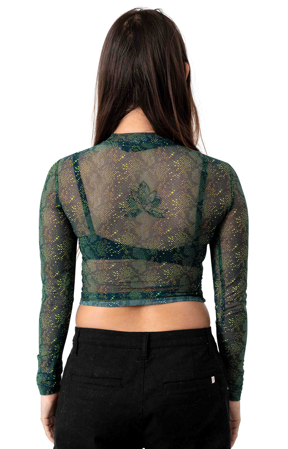 Enchanting Translucent Serpent Print Long Sleeve Blouse