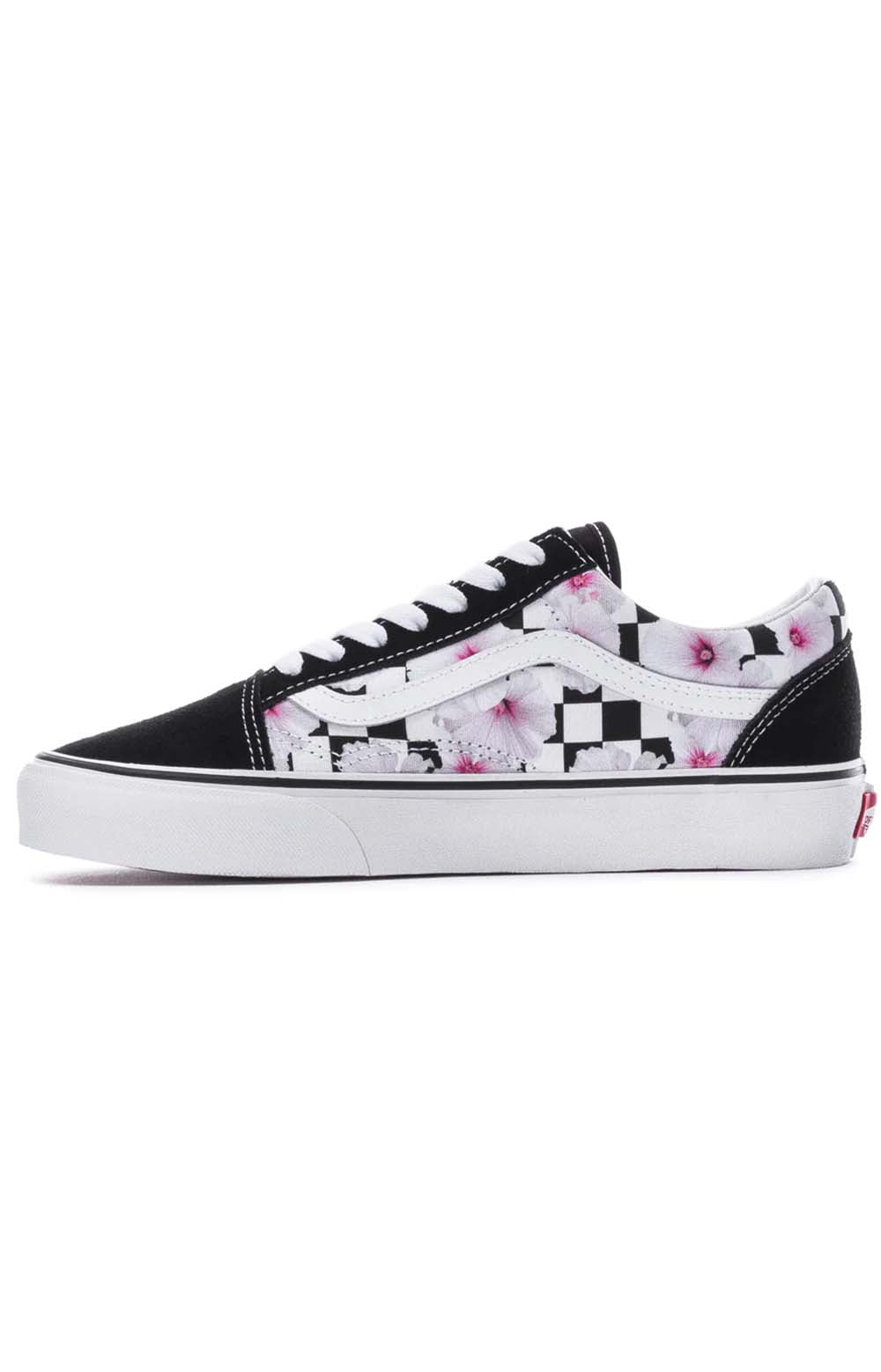 Vans Women's Hibiscus Check Old Skool Shoes - Stunning Black Style