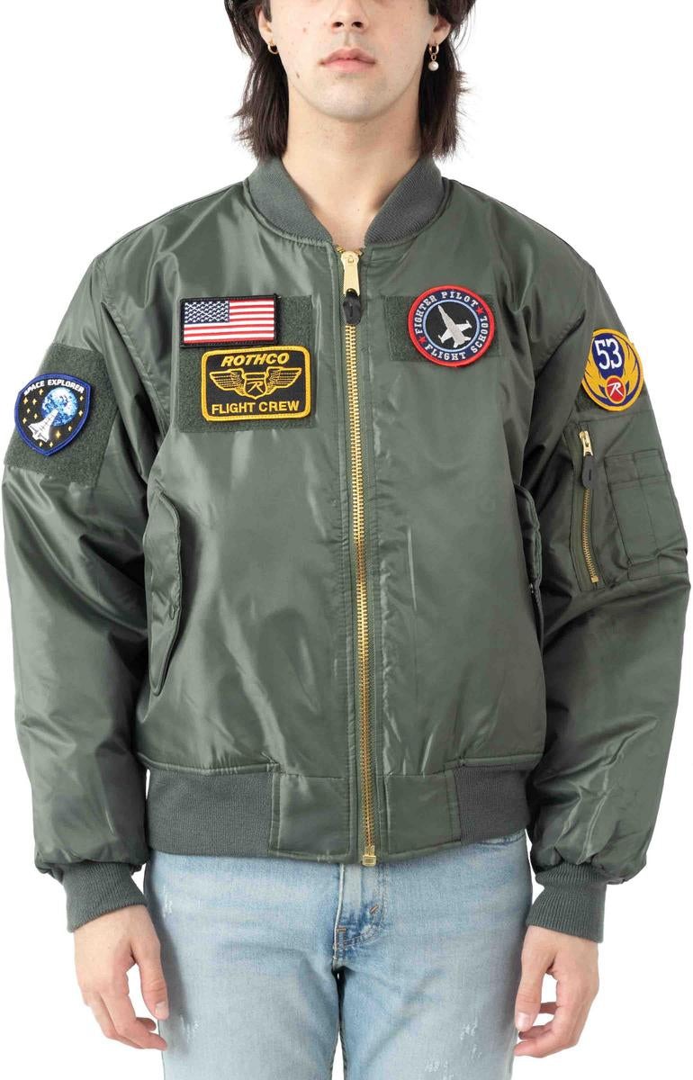 Rothco MA-1 Flight Jacket with Patches - Sage: An Iconic Aviation Style!