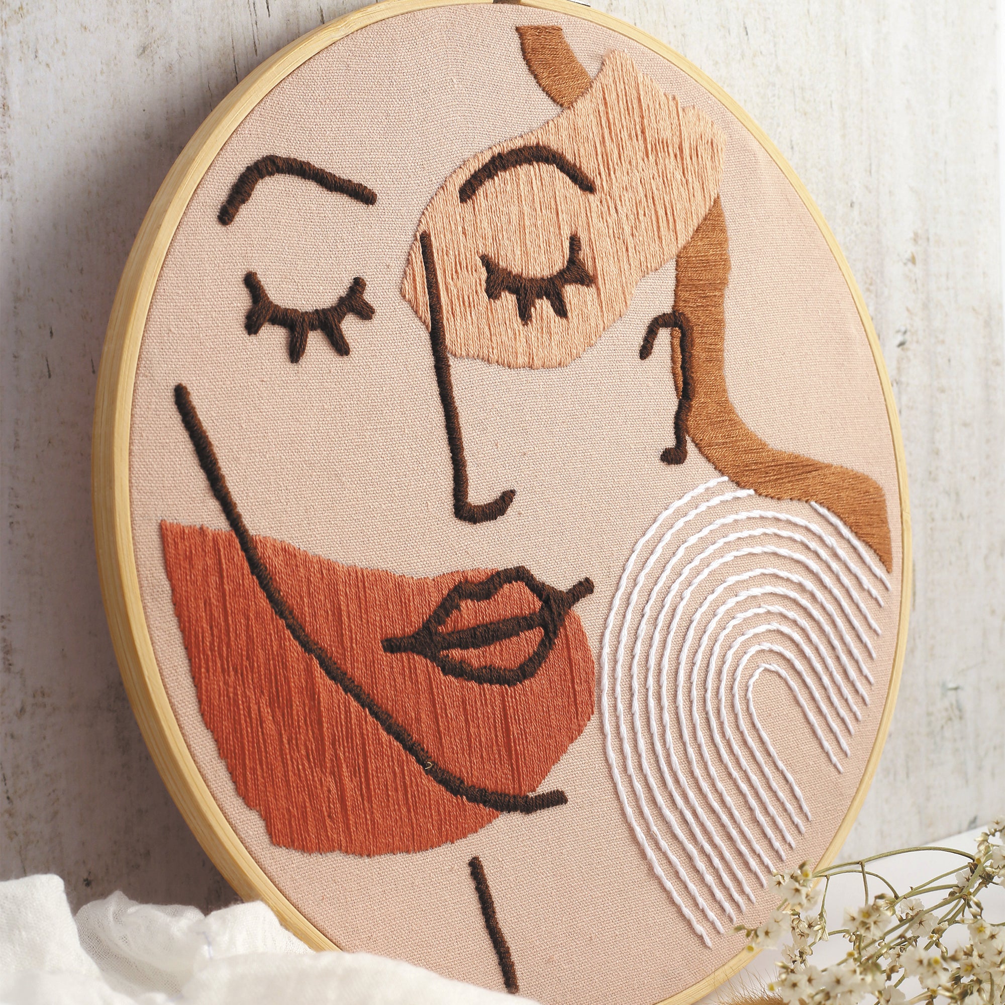 Enchanting DIY Line Art Face Embroidery Kit