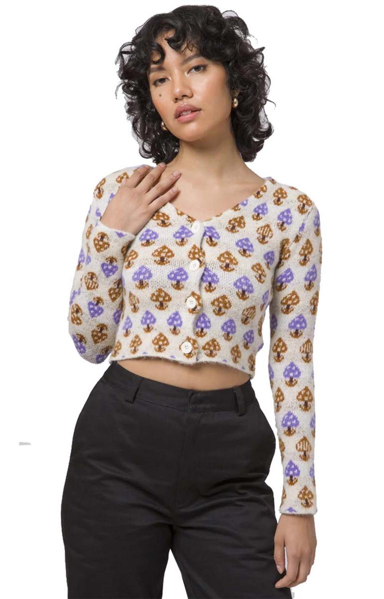 Huf Women's Enchanting Shroom Jacquard Cropped Cardigan - Off White