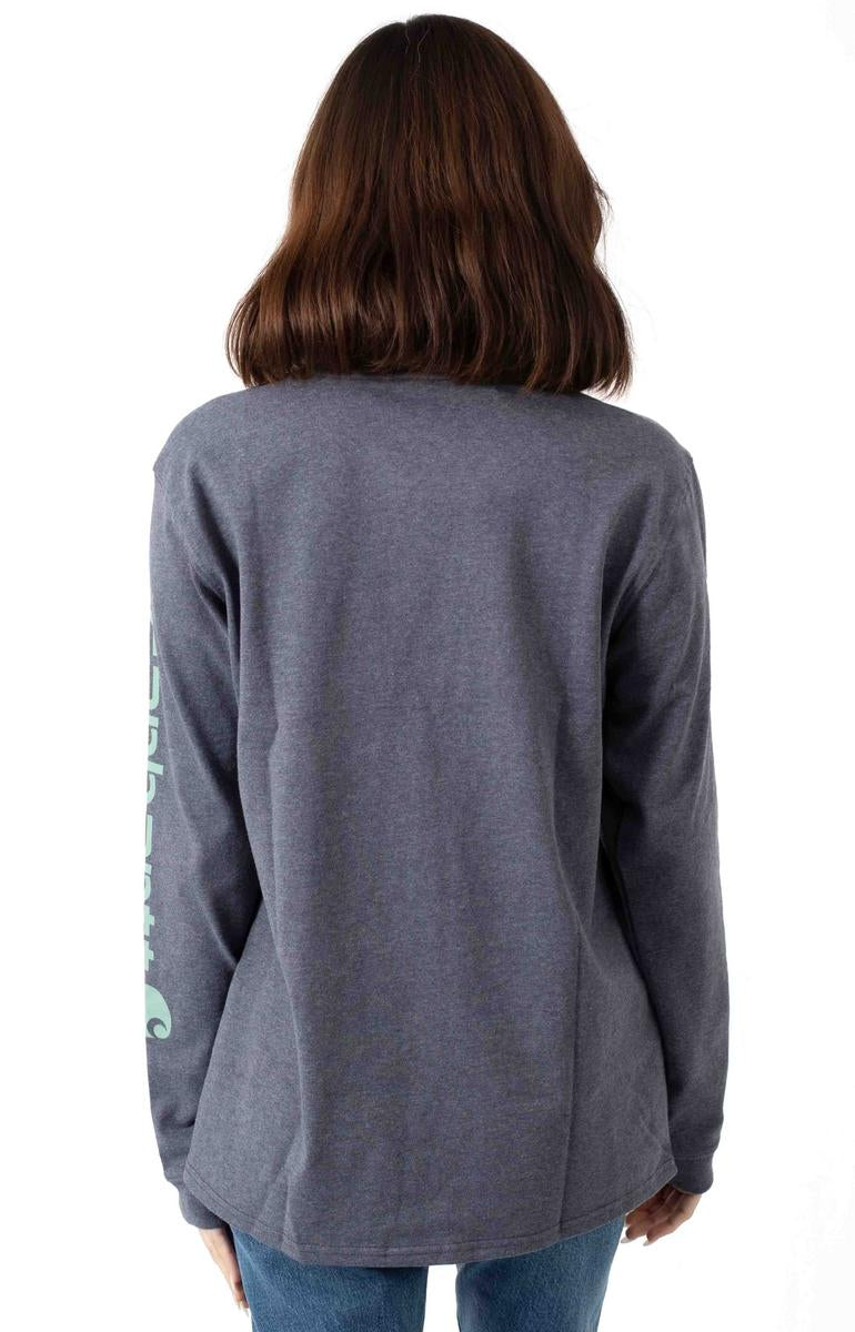Carhartt WK231 Graystone Heather Long Sleeve Workwear Shirt with Sleeve Logo