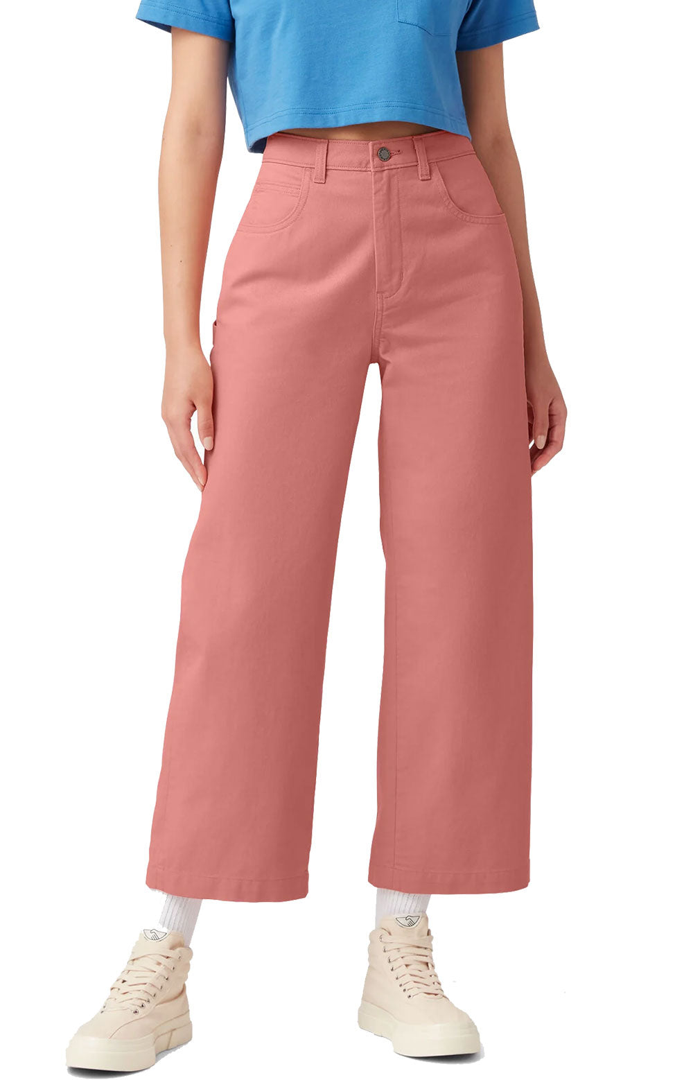 Dickies Women's Stonewashed Rosette Cropped Carpenter Pants