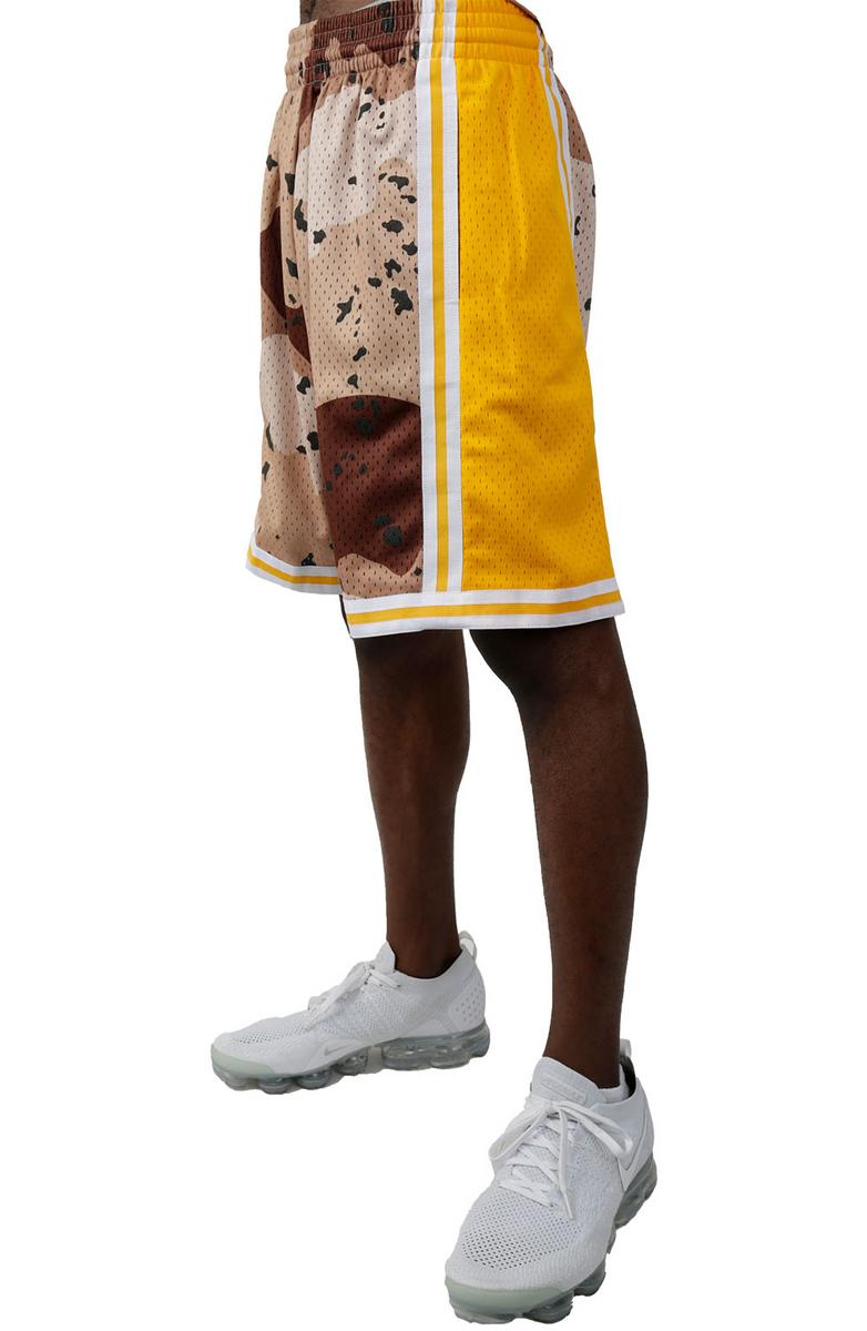 Unleash Your Inner Legend: NBA 1984 Lakers Camo Reflective Swingman Shorts