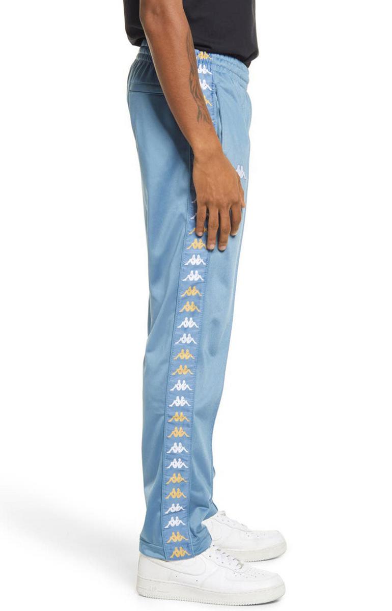 Kappa's Stunning 222 Banda Astoriazzin Blue Steel Trackpants with Eye - catching Yellow and White Accents