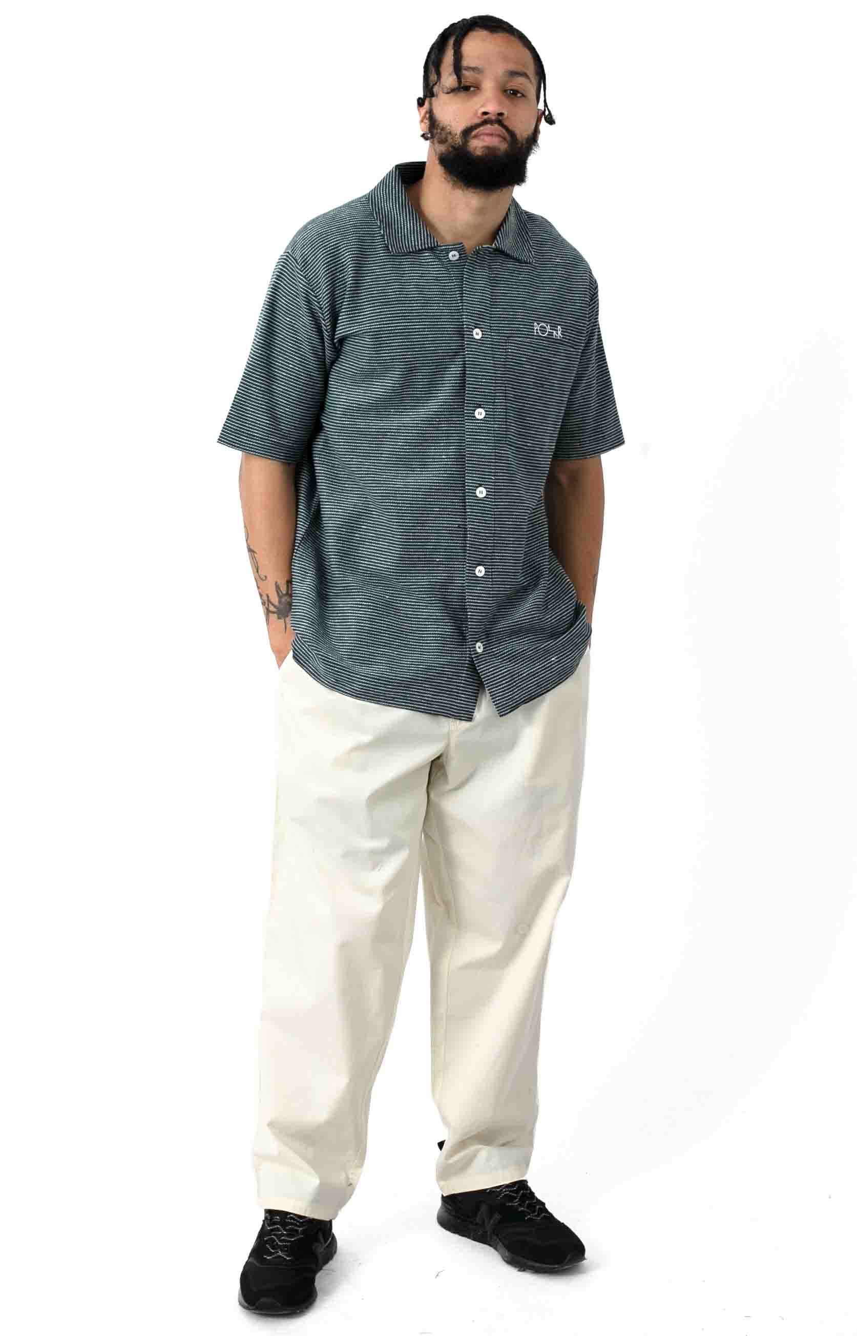 Eye-Catching Patterned Stripe Button-Up Shirt