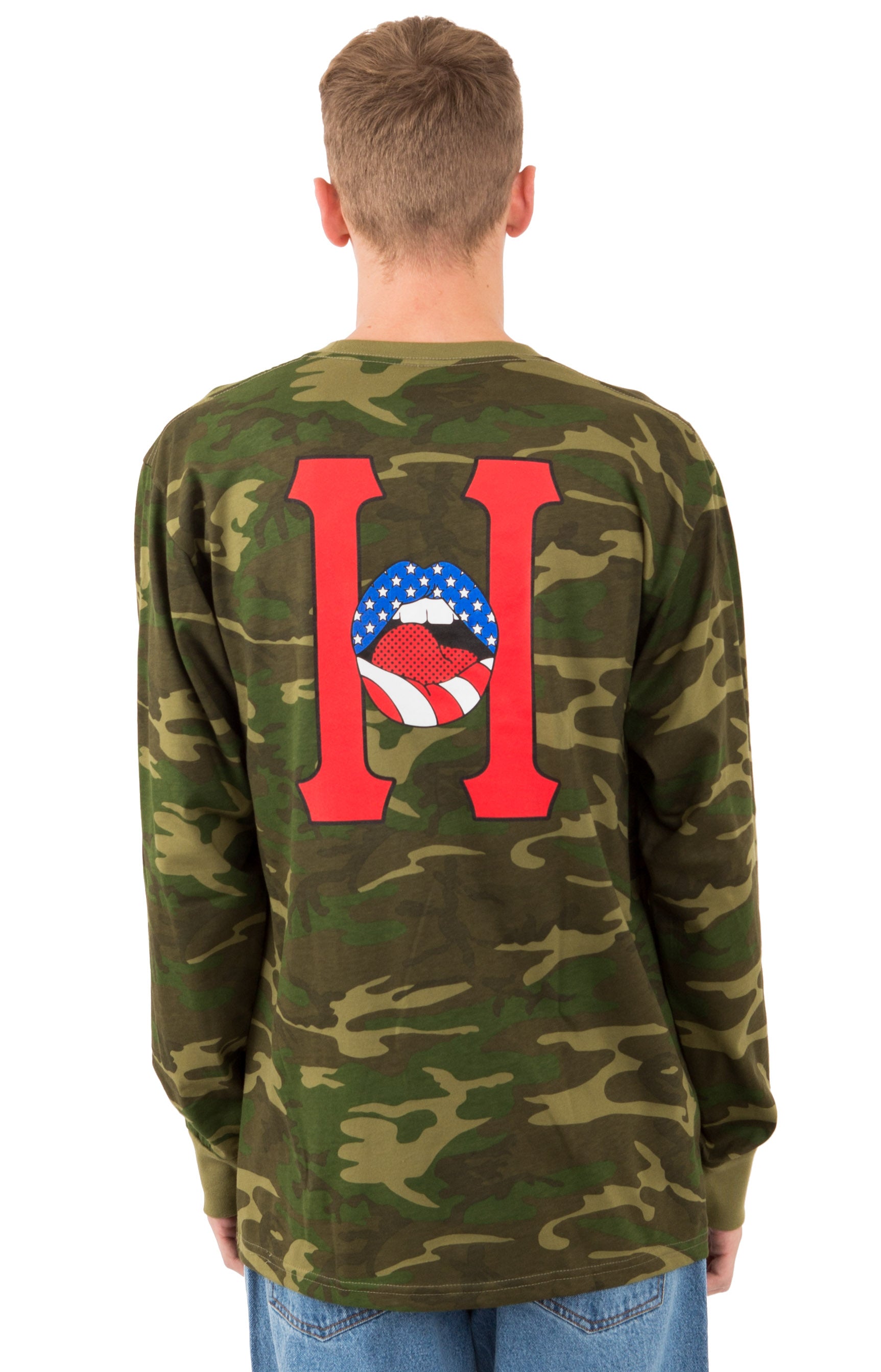 Huf's Stunning Woodland Camo Classic H Lips Long Sleeve Shirt