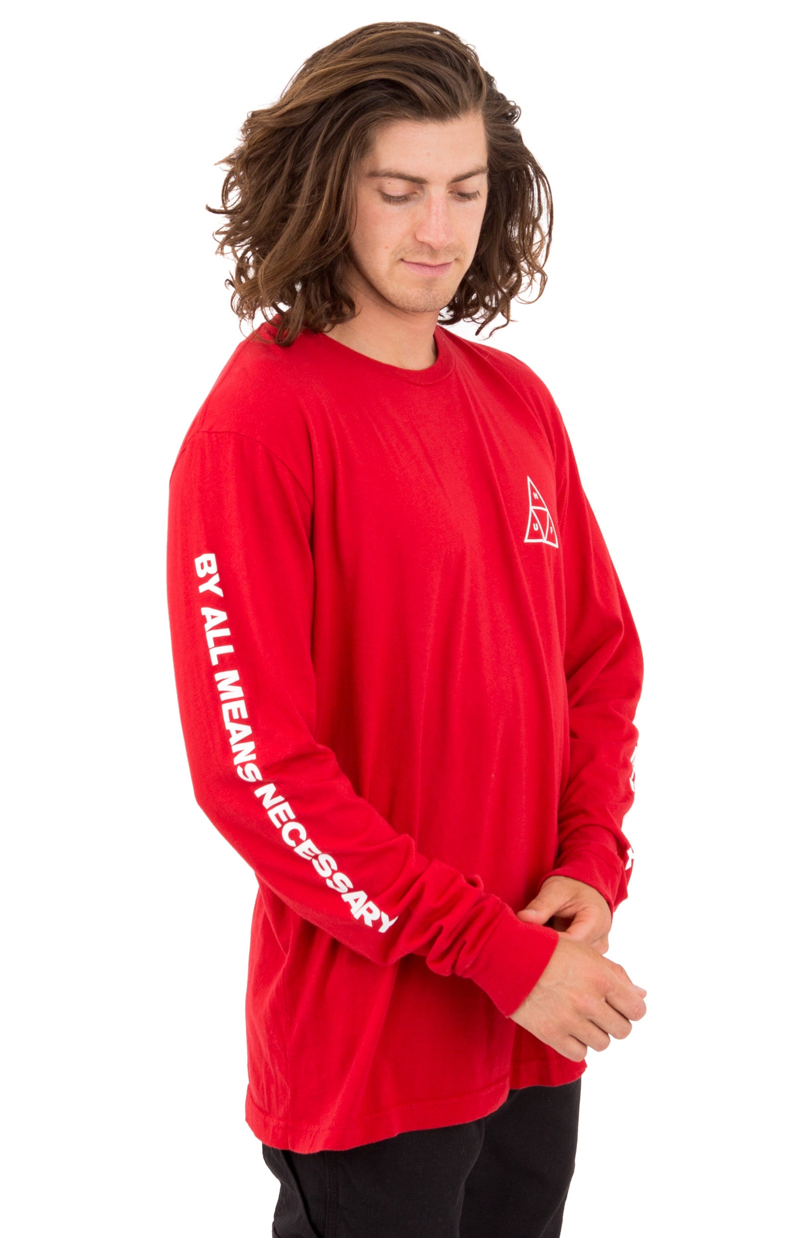 Stunning Resort Red Essentials Triangular Long Sleeve Shirt