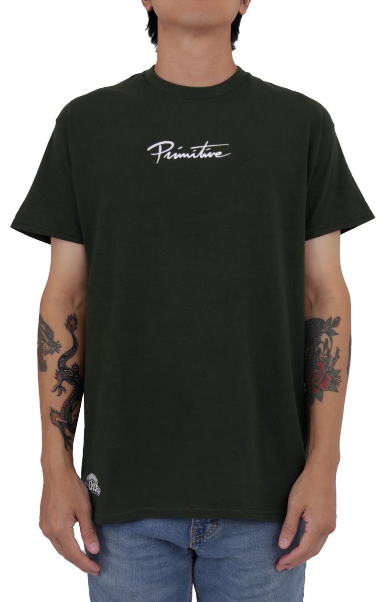 Primitive x My Hero Academia - Stunning Katsuki Bakugo Dirty P T-Shirt in Forest Green
