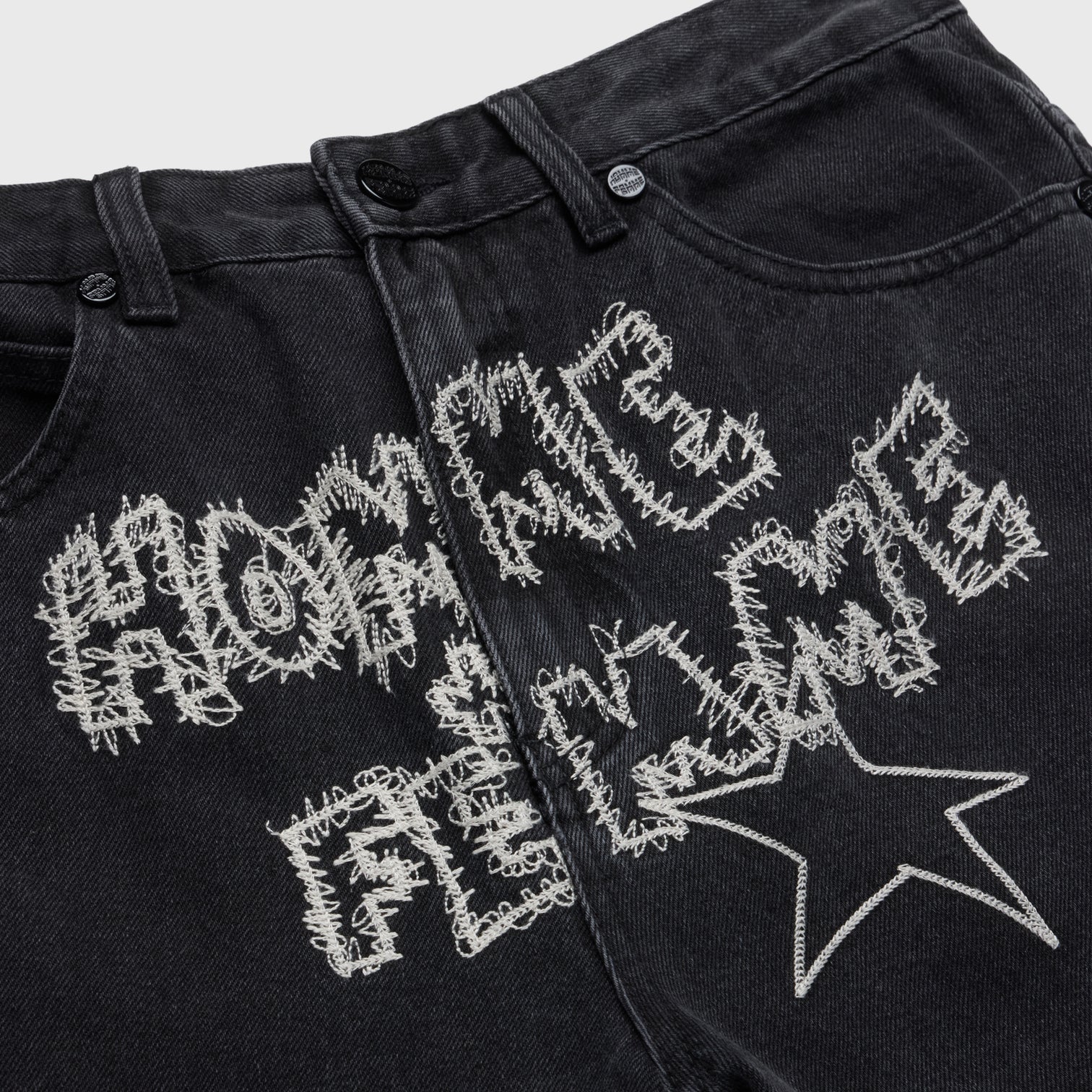 Yearbook-Inspired Denim Pants: A Fashion Statement!