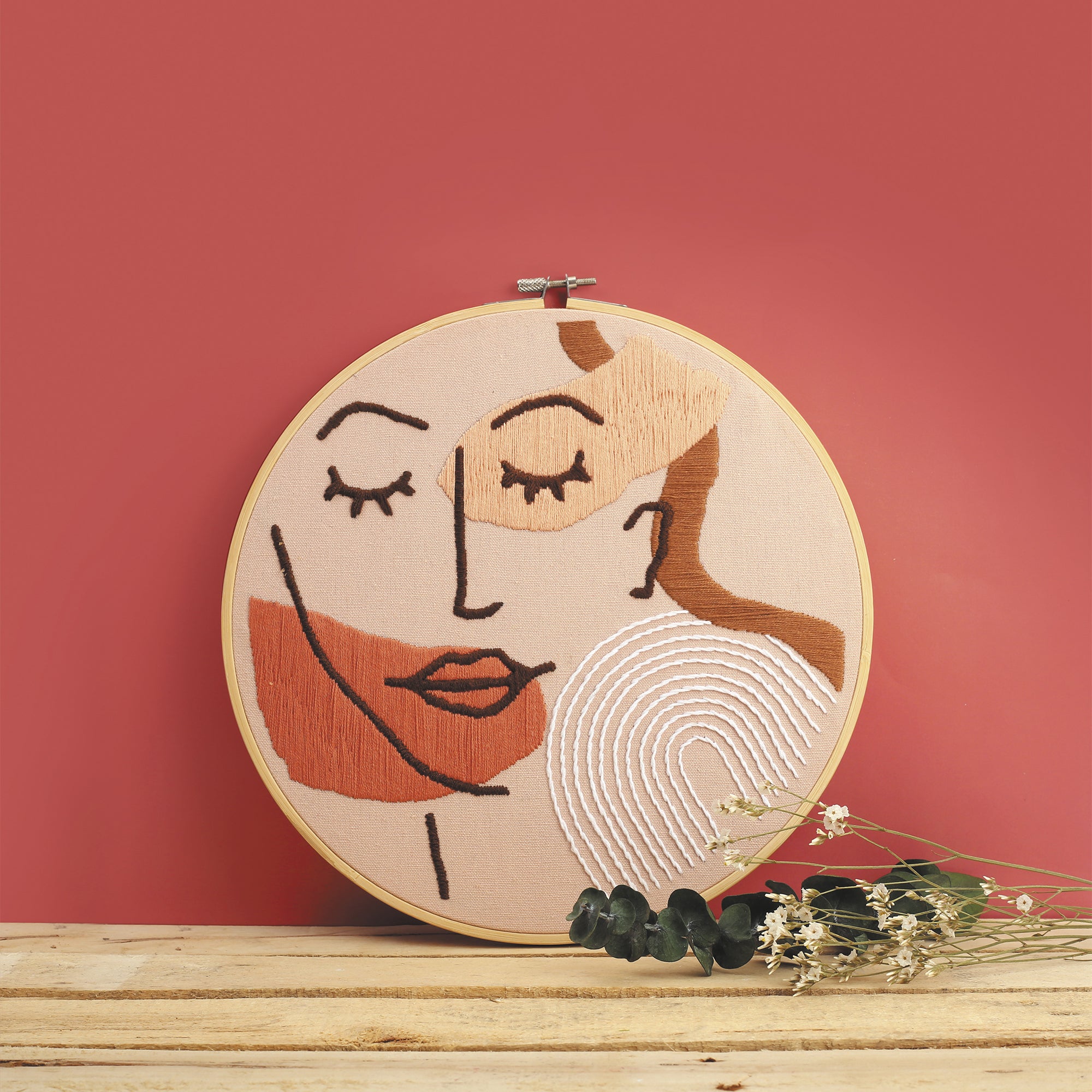 Enchanting DIY Line Art Face Embroidery Kit