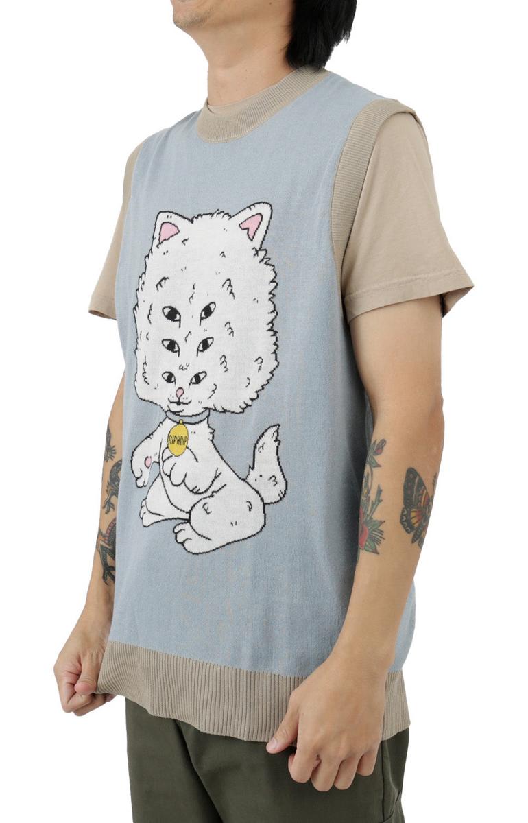 RIPNDIP's Eye - Catching Big Head Graphic Knit Sweater Vest