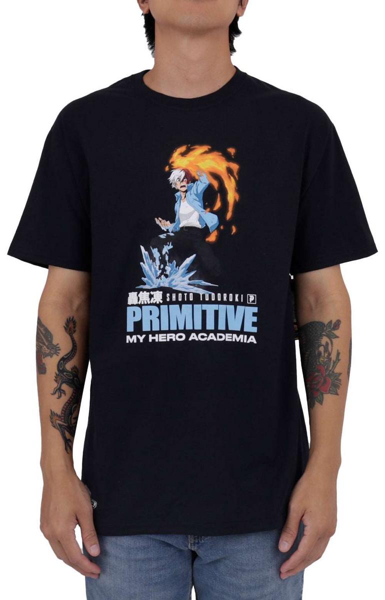 Primitive x My Hero Academia Shoto T-Shirt - Stunning Black Flashfreeze Heatwave Edition