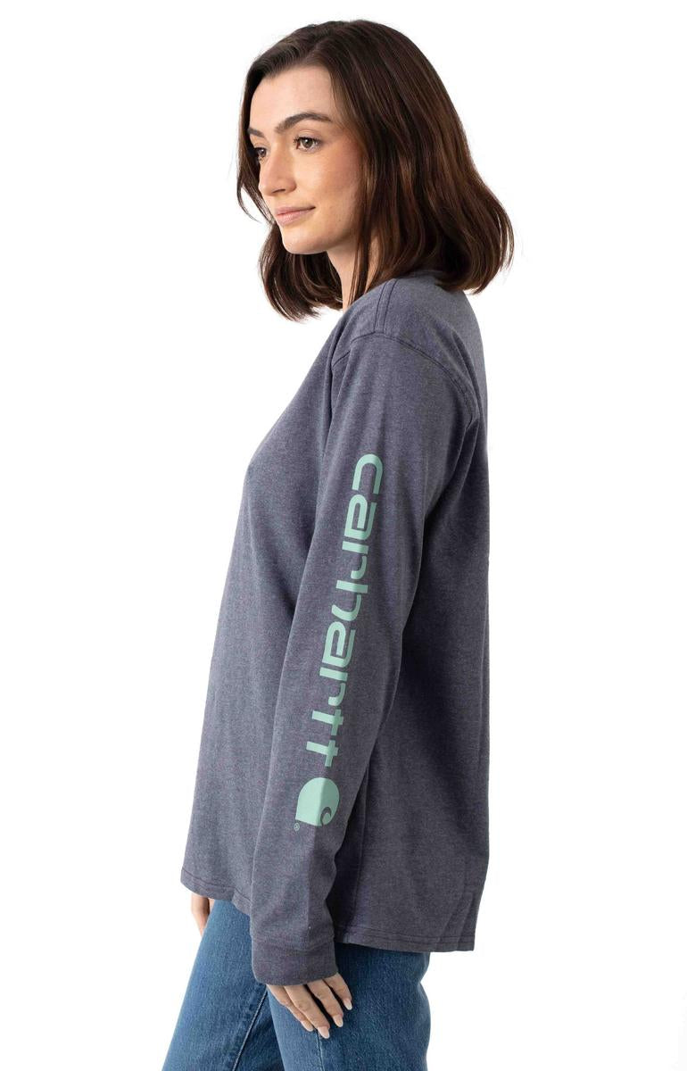 Carhartt WK231 Graystone Heather Long Sleeve Workwear Shirt with Sleeve Logo