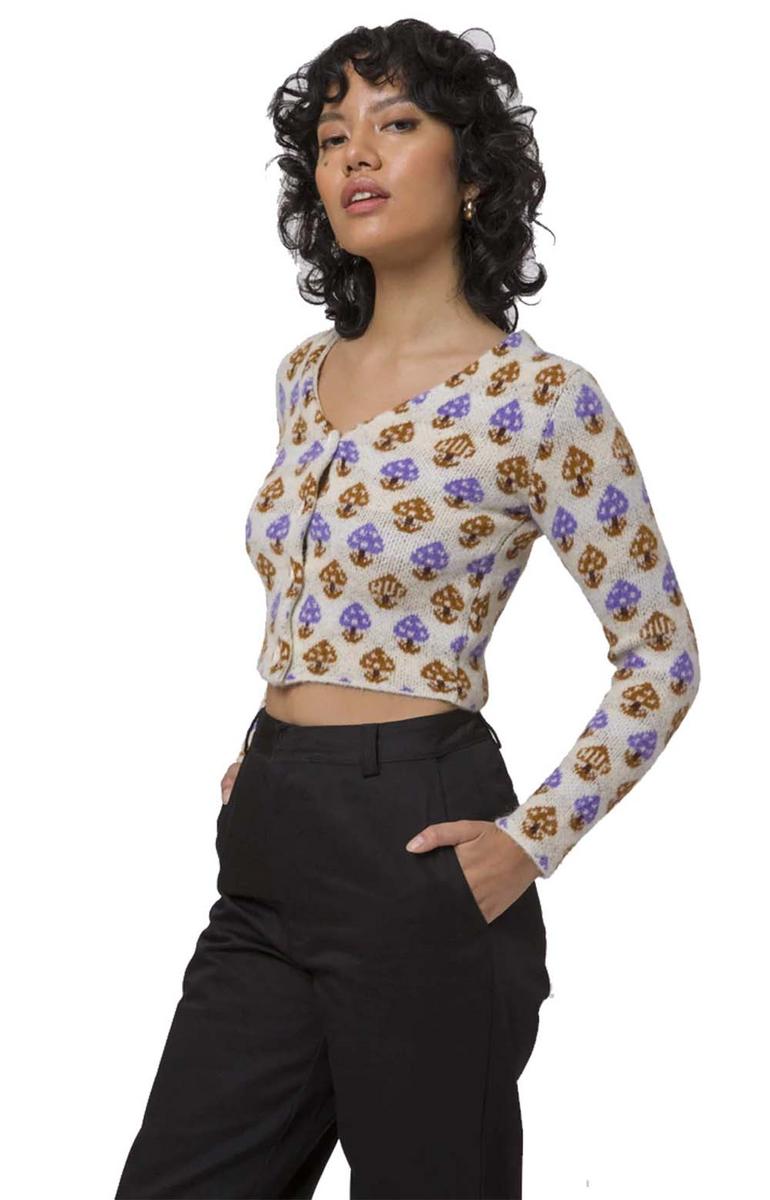 Huf Women's Enchanting Shroom Jacquard Cropped Cardigan - Off White
