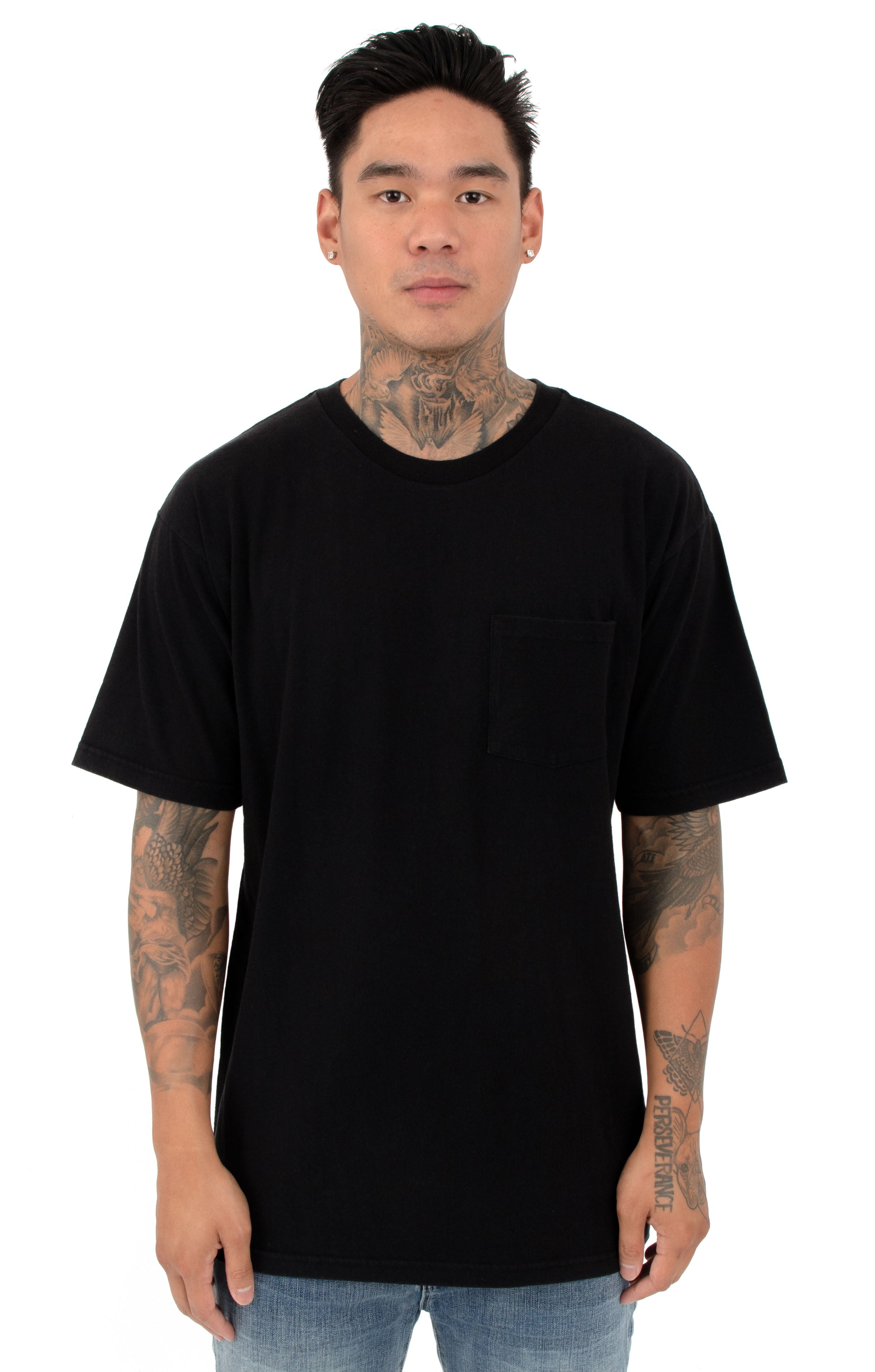 Stylish Black Basic S/S Pocket T-Shirt